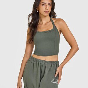 Oner Active Mellow™ Rib Halter Neck Mid Vest with Built in Bra Shelf